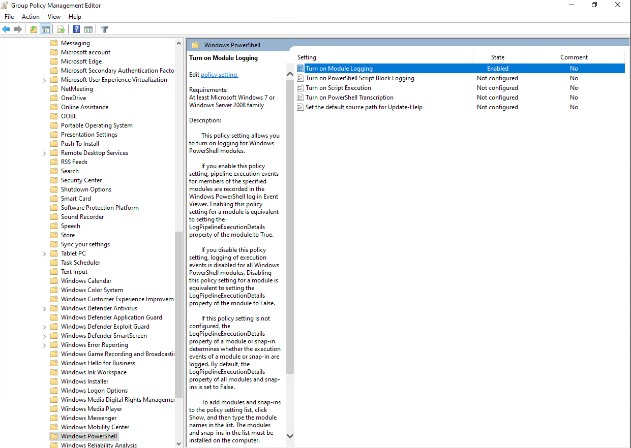 至少启用对象“Turn on Module Logging”